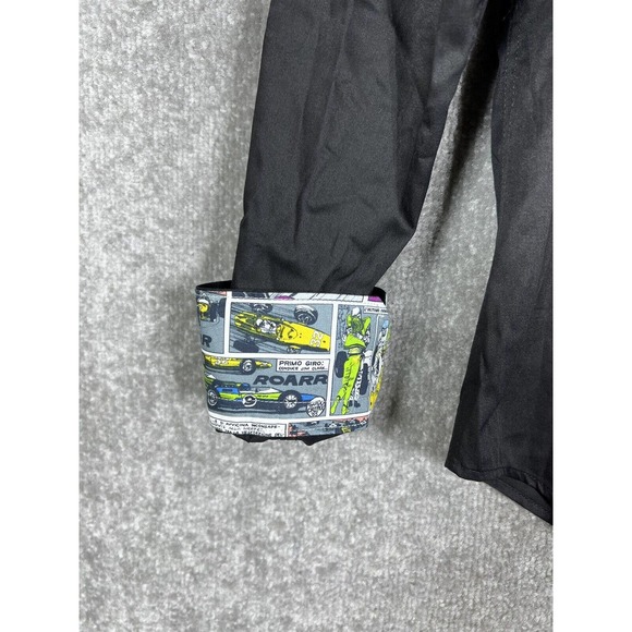 Jared Lang Contrast Cuff Racing Comic Strip Shirt Mens Medium Black Button Up - Picture 6 of 11